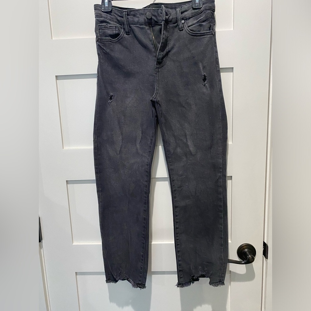 Kendall + Kylie Icon High-Rise Straight-Leg Jean, Black, Size 7/28